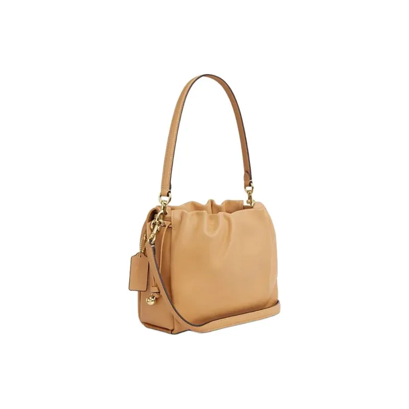 COACH Faye Cow Leather Cloud Bag, Handbag, Shoulder Bag Tubas Women's Brown Yellow-1
