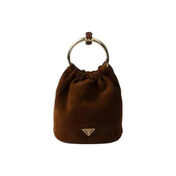 PRADA Suede One Shoulder Handbags Mini Women's Cocoa Brown