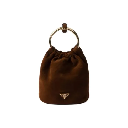 PRADA Suede One Shoulder Handbags Mini Women's Cocoa Brown