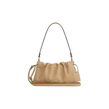 COACH Faye Cow Leather Cloud Bag, Handbag, Shoulder Bag Medium Size Women's Brown Yellow