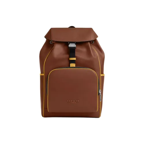 COACH Smooth Calf Leather Backpack Medium Size Men's Saddle Color