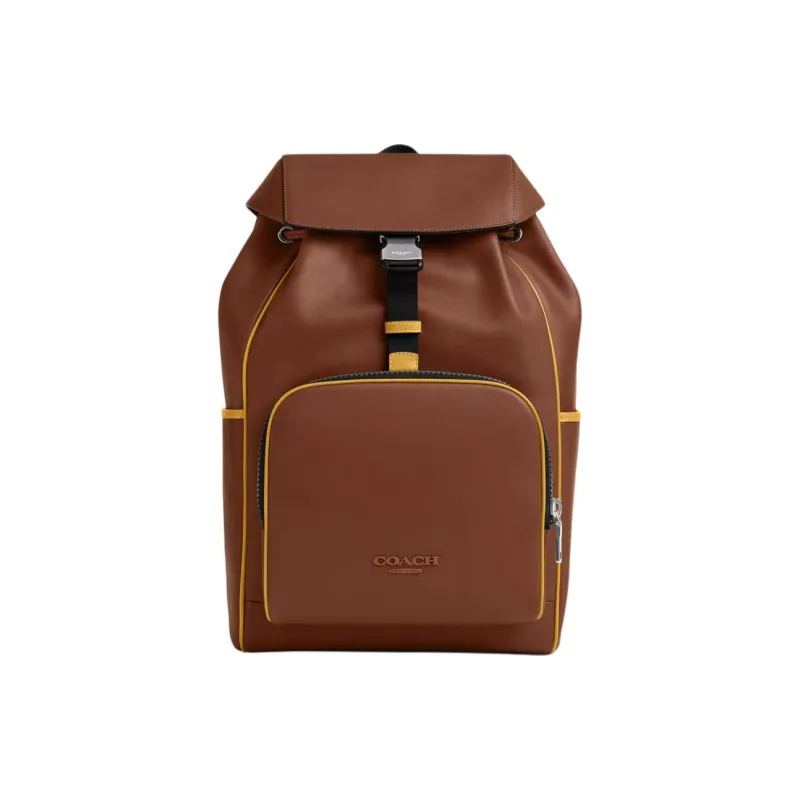 COACH Smooth Calf Leather Backpack Medium Size Men's Saddle-0