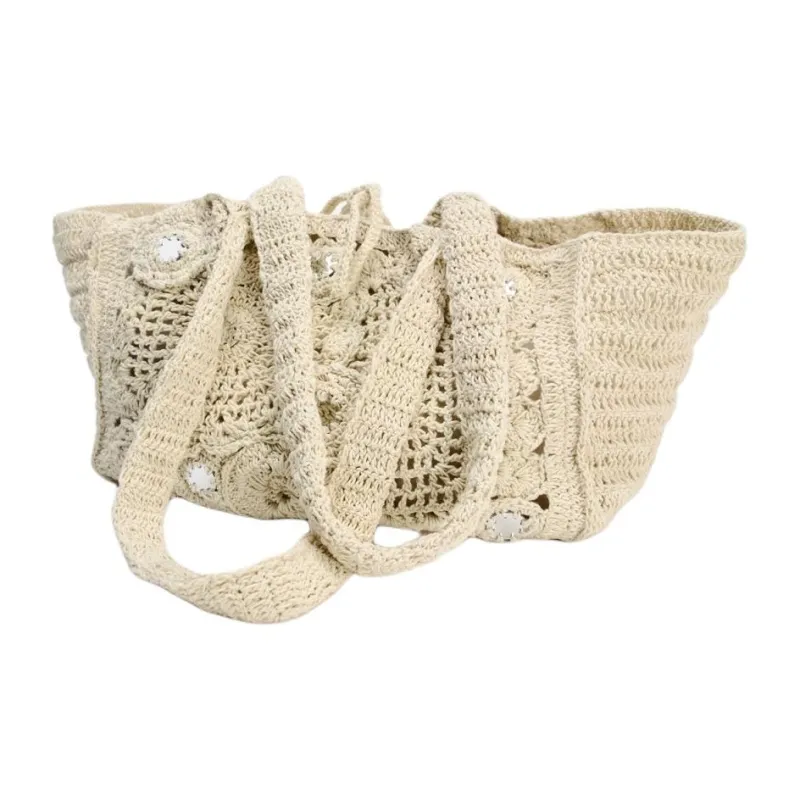 ZARA Cotton Tote Bag, Shopping Bag, Handbag, Shoulder Bag Tubas Women's Tan-3