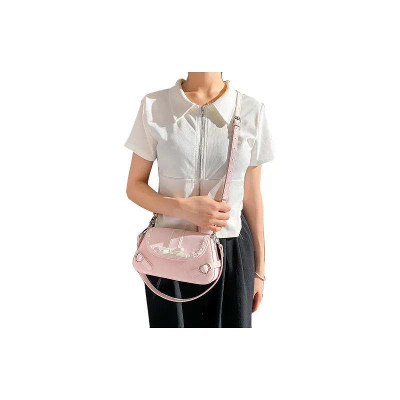 Carit&Koty Polyurethane Synthetic Leather Shoulder Bag Women's Pink-5