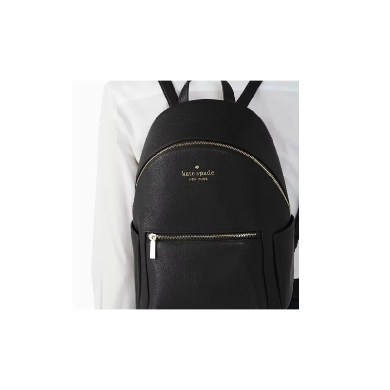 Kate Spade Leila Litchi Grain Leather Backpack Unisex Black-4