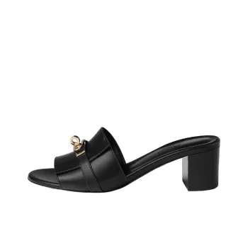 HERMES Gigi Slip Resistant Slide Slippers 5cm Women's Black