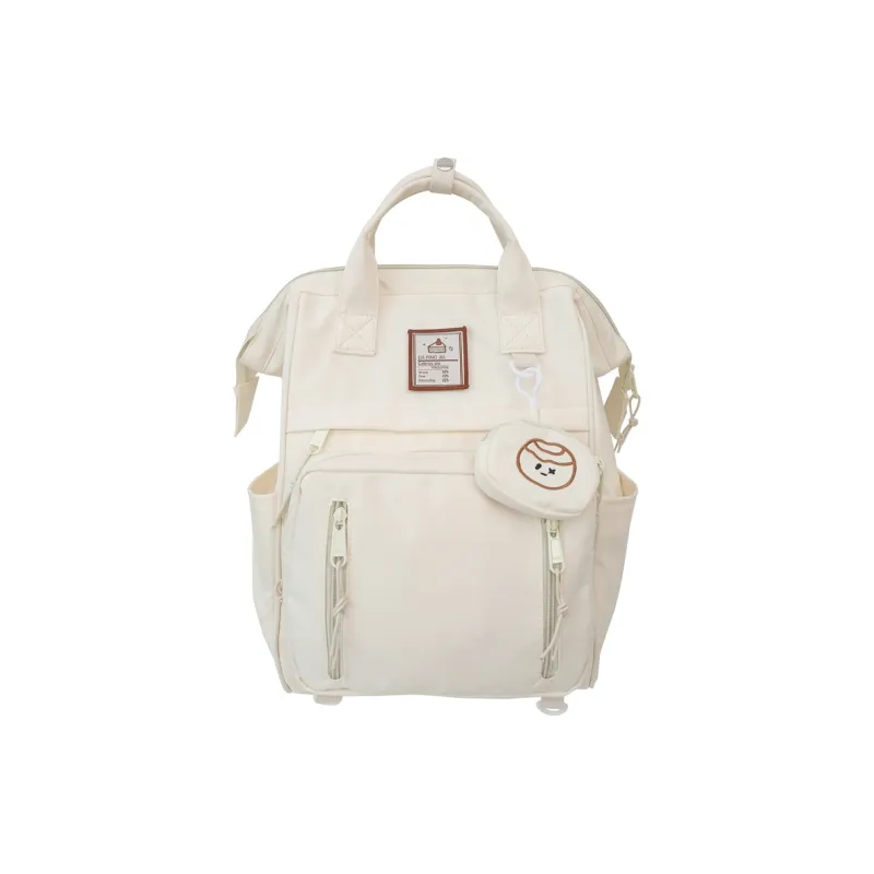 Kaka Tree Nylon Backpack Unisex Black/Ecru/Pink/Red-1