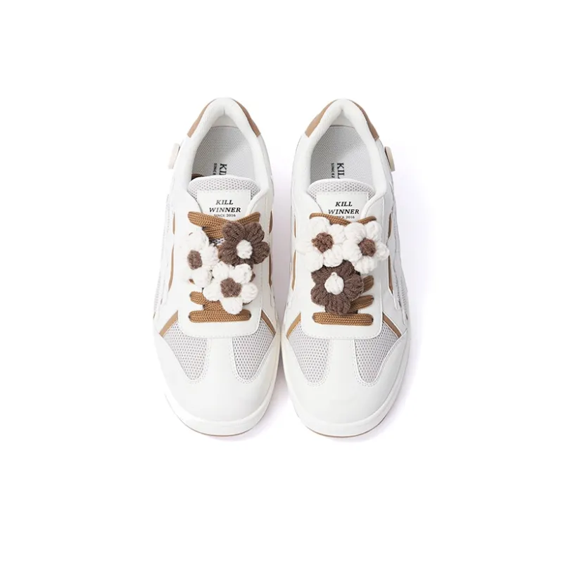 KILLWINNER Skateboard Shoes Unisex Low Top White Brown-3