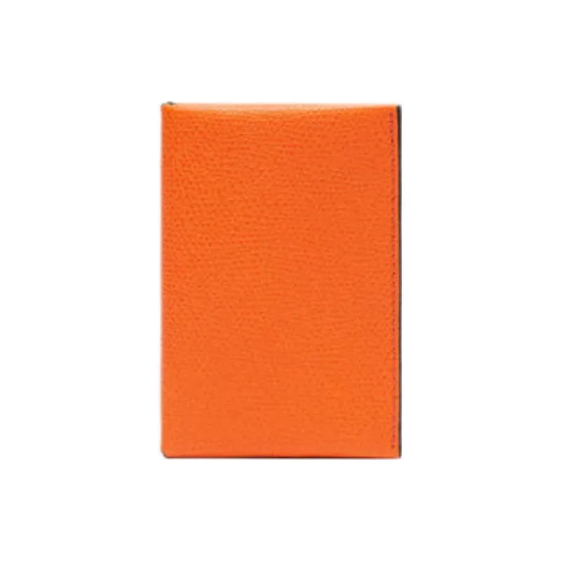 Valextra Millepunte Calfskin Card Holder Women's Orange & Black-0