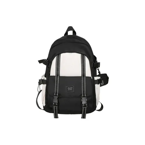 Kaka Tree Nylon Backpack Unisex Black & White/Pure Black/Gray