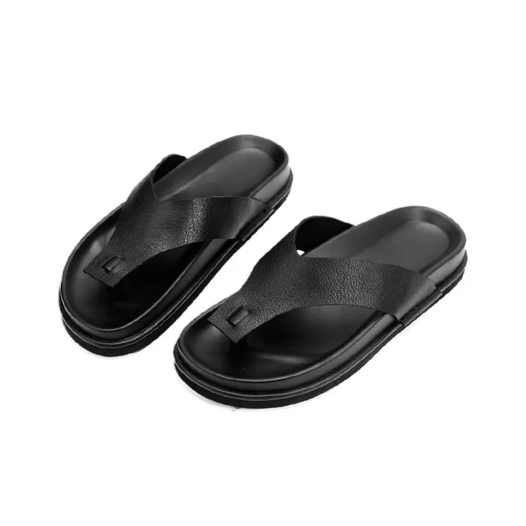Voguhomme Abrasion Resistant Flip Flops Men's Black-3