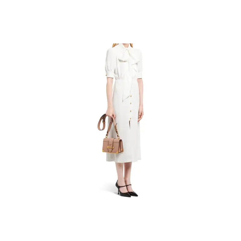 PRADA Cahier Calfskin Shoulder Bag Crossbody Bag Women's Gold/Pink-3