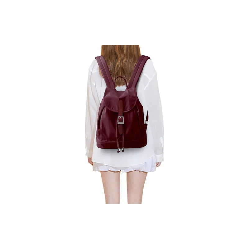 NANACREW Fabric Bucket Bag Backpack Regular Women's Black/Ecru/Burgundy-21