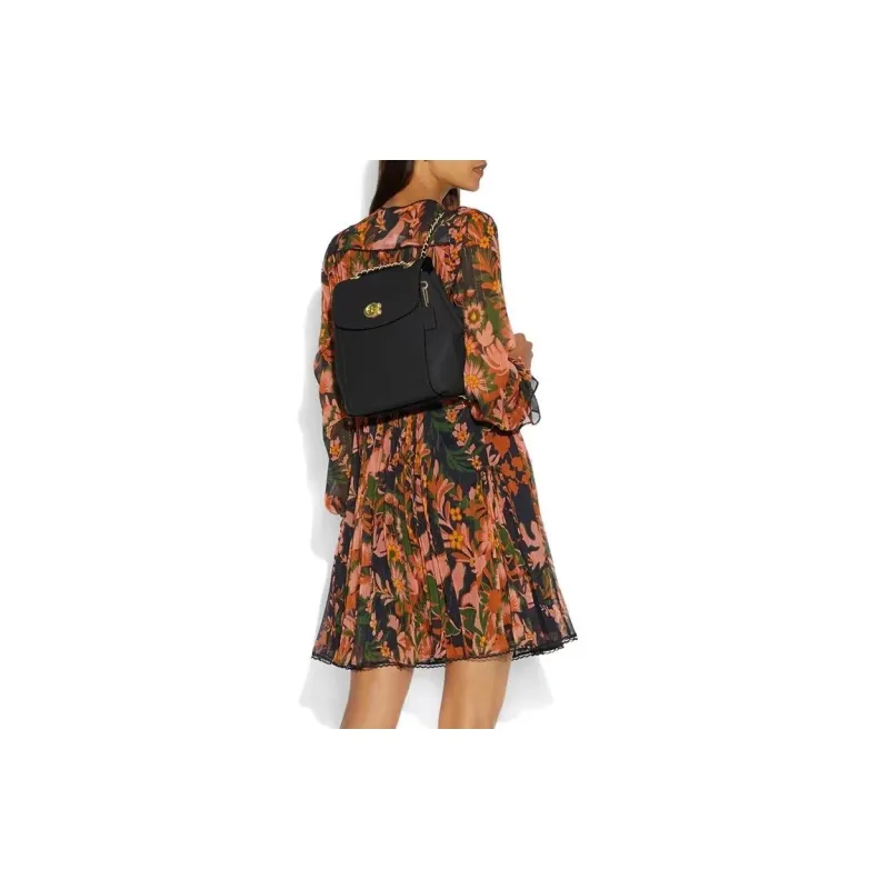 COACH Cow Leather Backpack Small Size Women's Black-4