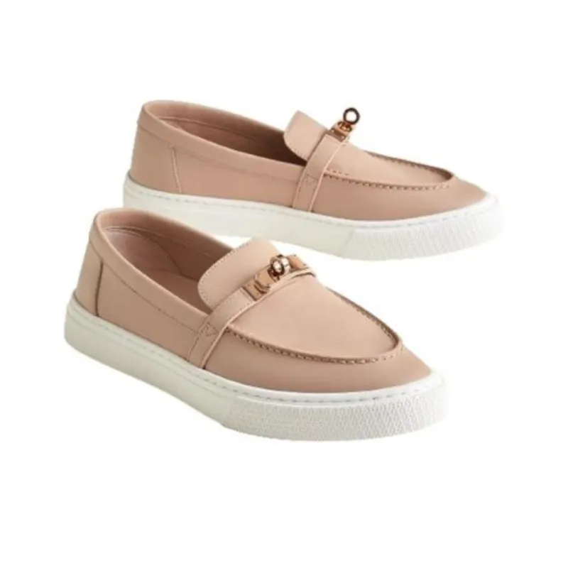HERMES Game Loafers Women's Nude Pink-2