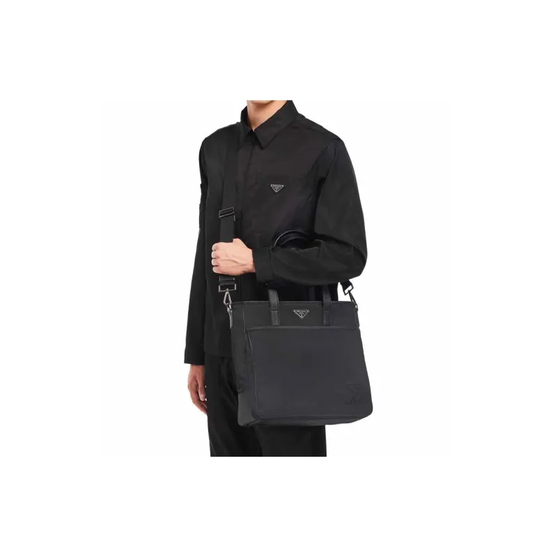 PRADA Saffiano Nylon Tote Bag Shopping Bag Handbag Men's Black-3