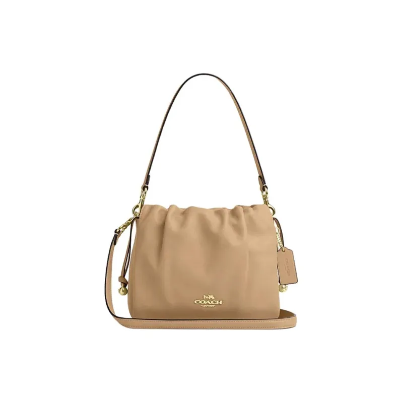 COACH Faye Cow Leather Cloud Bag, Handbag, Shoulder Bag Tubas Women's Brown Yellow-0