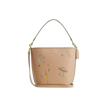 COACH Observed By Us Collaboration City Double Sided Leather Crossbody Bag, Shoulder Bag Large Size Women's Beige