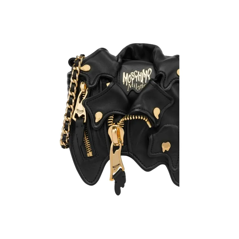 MOSCHINO Sheepskin Crossbody Bag Shoulder Bag Small Size Women's Black-3