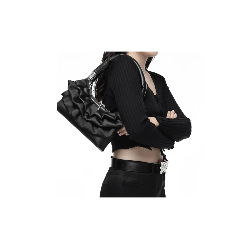 BABAMA Microfiber Synthetic Leather Shoulder Bag, Handbag, Shoulder Bag Regular Women's Black-4