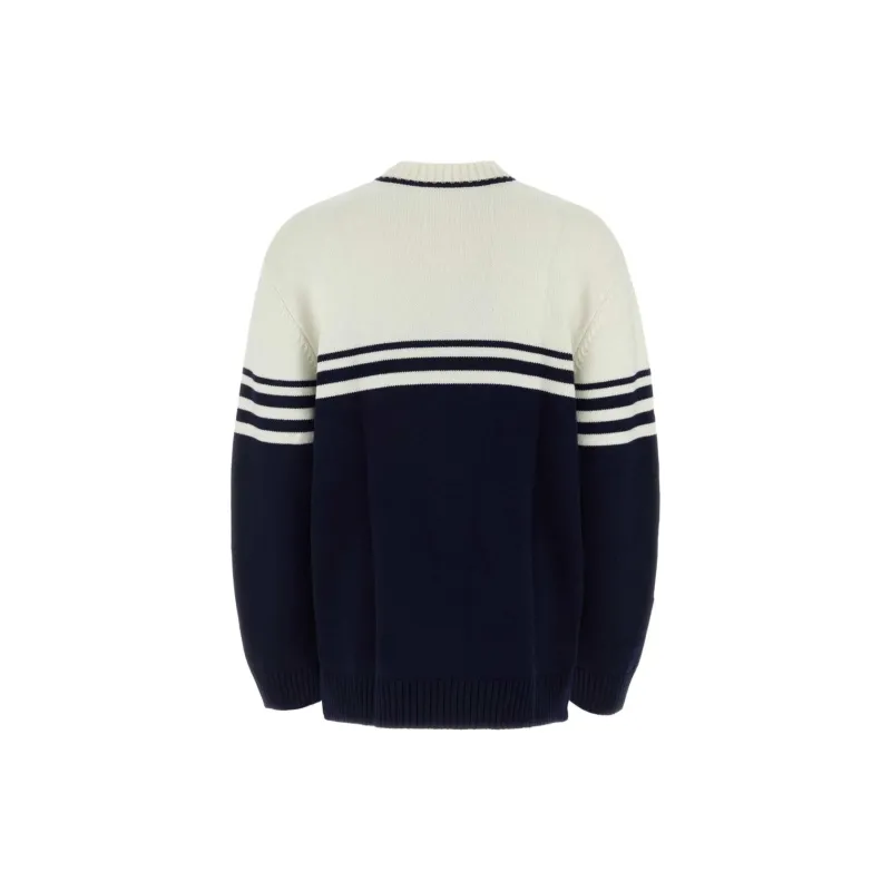 Wales Bonner V Neck Intarsia Knit Jumper-1