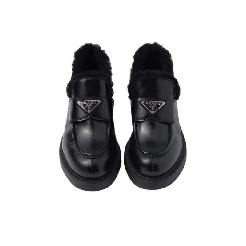 PRADA Brushed Leather Loafers-4