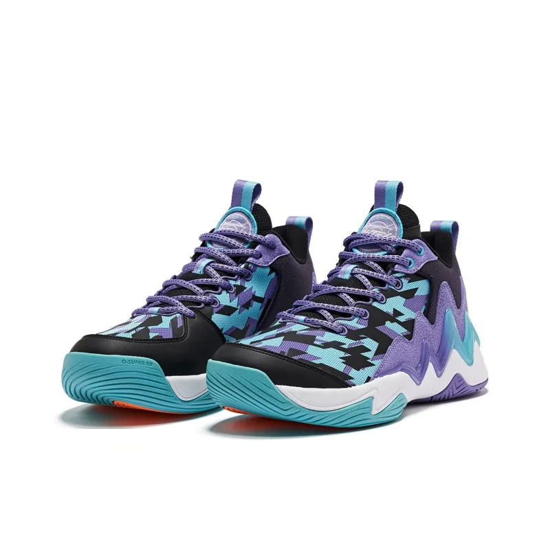 QIAODAN Cushioned Wear Resistant Warm Low Top Basketball Shoes Men's Black Purple-2
