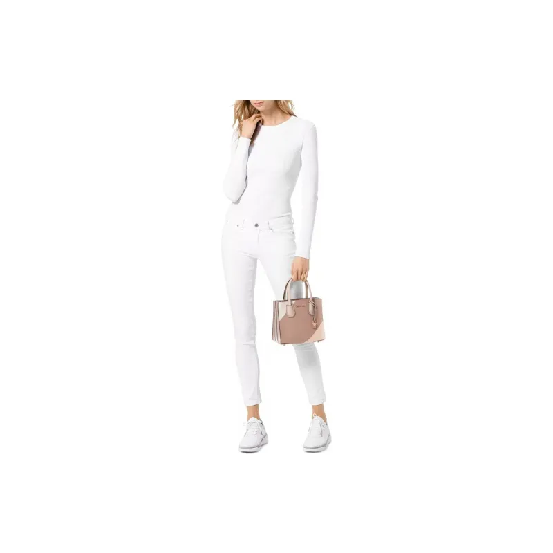 MICHAEL KORS Mercer Leather Trunk Bag Handbag Shoulder Bag Crossbody Bag Small Size Women's White/Gray/Pink Multicolor-5