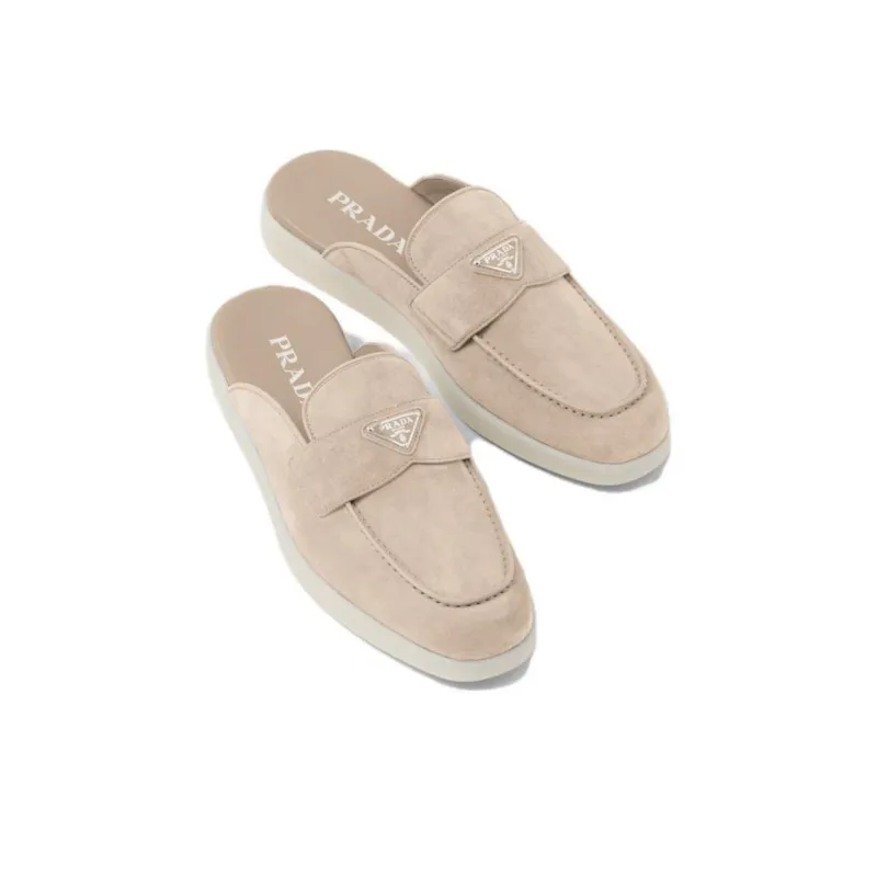 PRADA Slip Resistant Closed Toe Slippers Men's Sand Beige Yellow-4