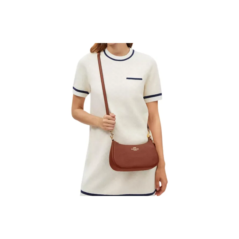COACH Teri Leather Portable Crossbody Bag, Shoulder Bag Medium Size Women's Rosewood-4