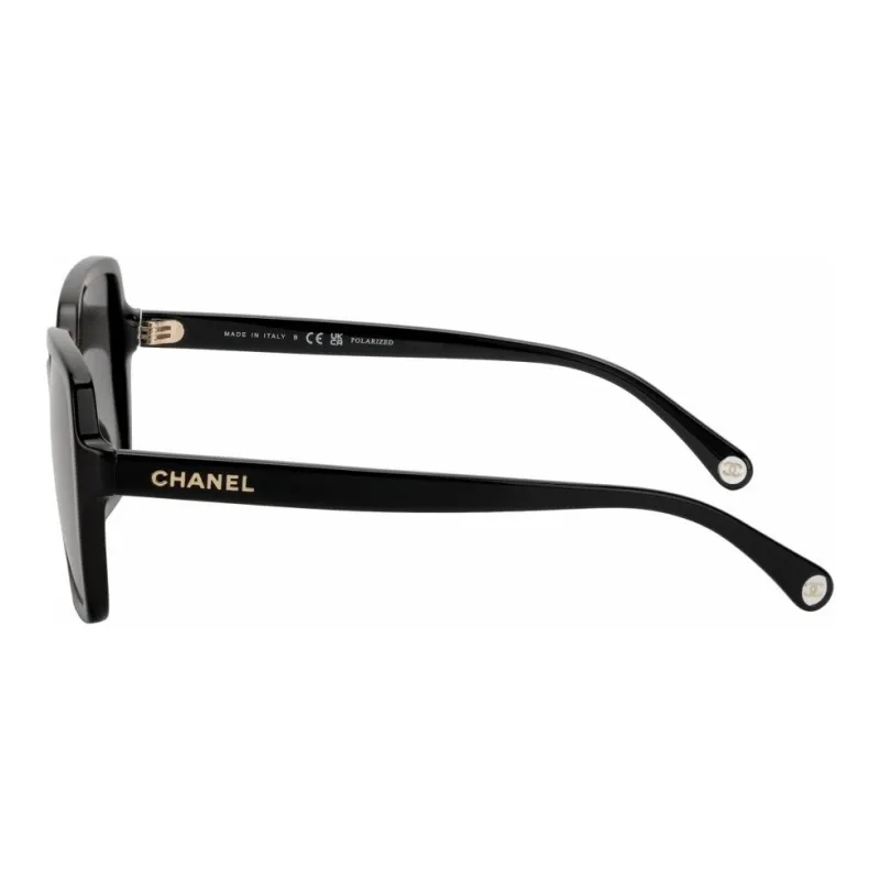 CHANEL Plate Frame Irregular Shape Sunglasses Unisex Black-2