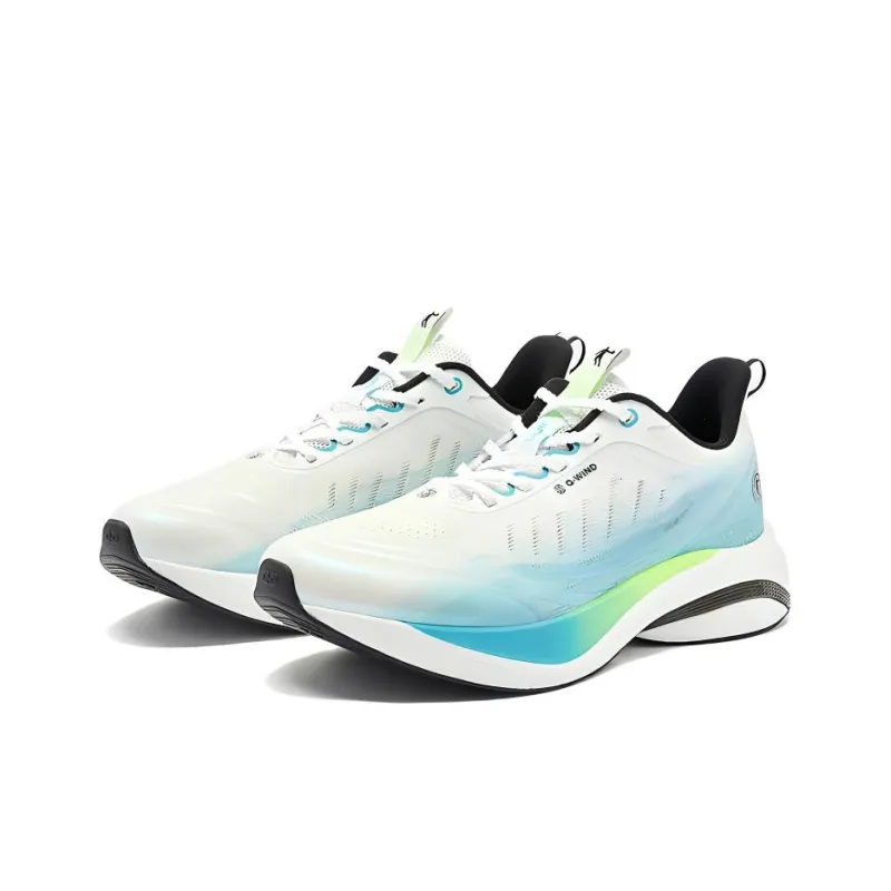QIAODAN Borderless 6.0 Cushioning Wear Resistant Low Top Casual Running Shoes Men's White Blue-1