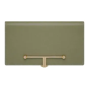 Strathberry Calfskin Wallet Large Size Women's Green