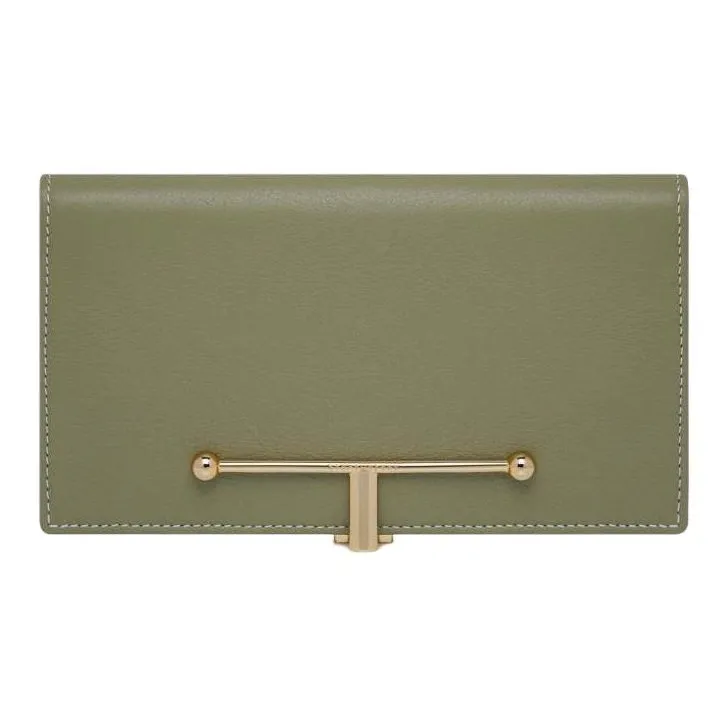 Strathberry Calfskin Wallet Large Size Women's Green-0