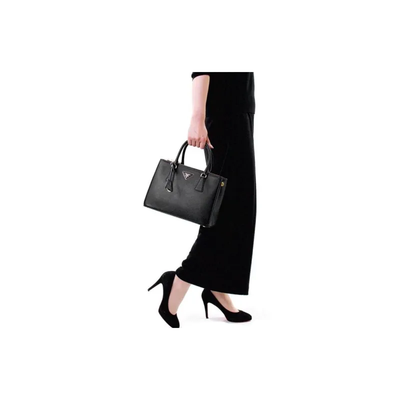 PRADA Leather Handbag Medium Size Women's Black-4