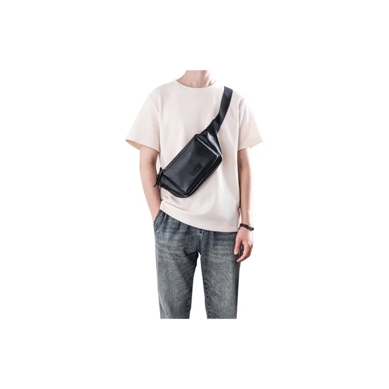 Back Step Cow Leather Crossbody Bag, Sling Bag, Backpack, Fanny Pack Regular Unisex Black-4