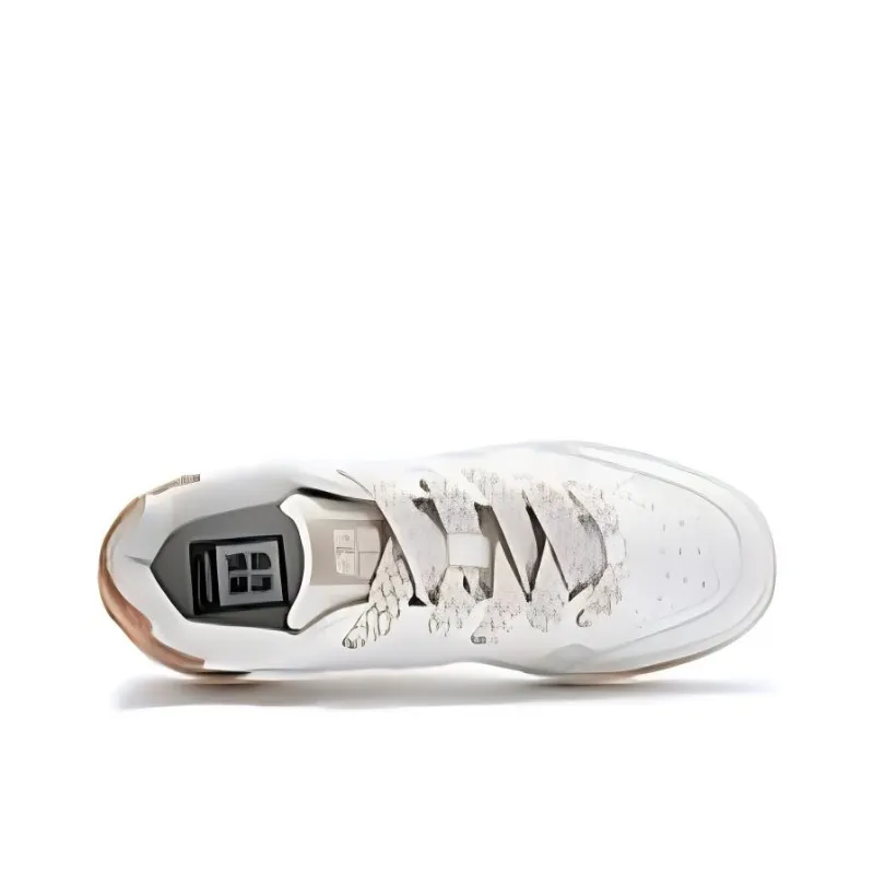 QIAODAN Wear resistant And Lightweight Low Top Skateboard Shoes Women's White Brown-3