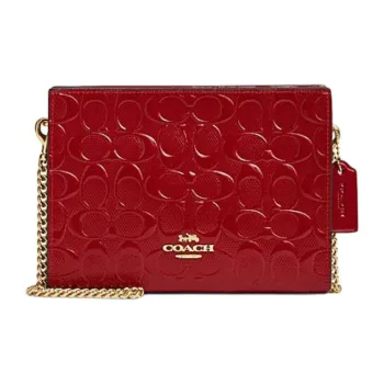 COACH Cow Leather Shoulder Bag, Crossbody Bag Small Size Women's Red
