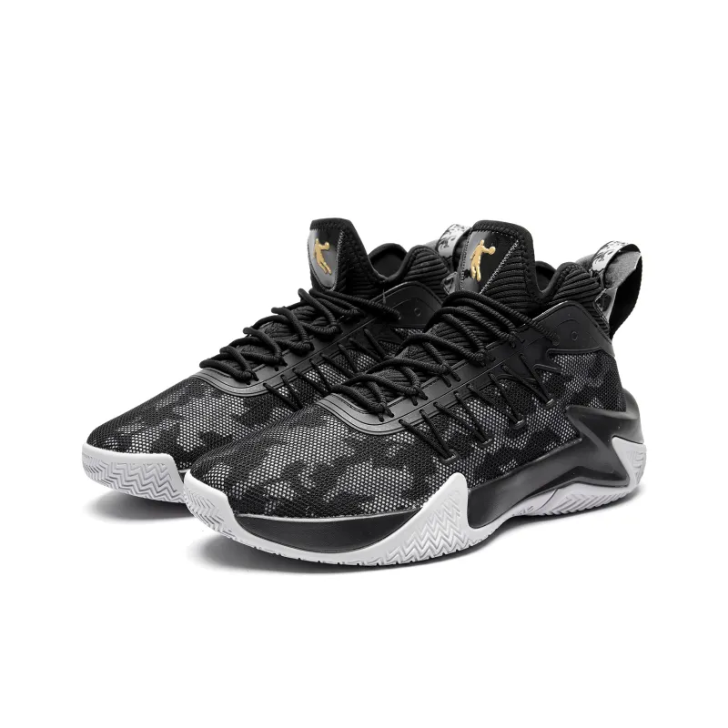 QIAODAN Broken Shadow 1.0 Basketball Shoes Men Low Top Black Gold-2