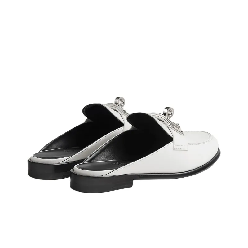 HERMES Closed Toe Slippers Women's White-3