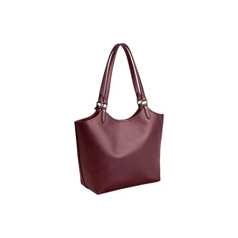 COACH Day Polished Pebbled Leather Tote Bag Shopping Bag Shoulder Bag Handbag Large Size Women's Cherry Red-1