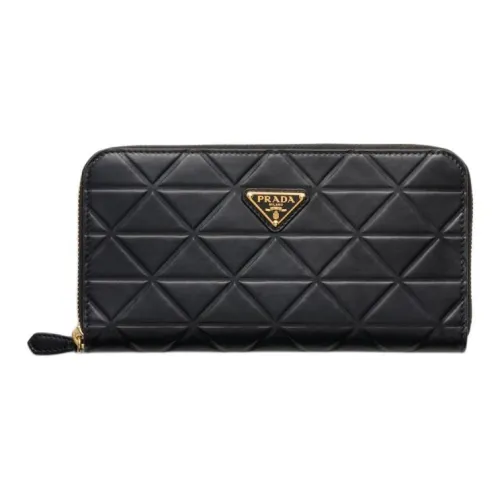 PRADA Leather Wallet Large Size Women's Black