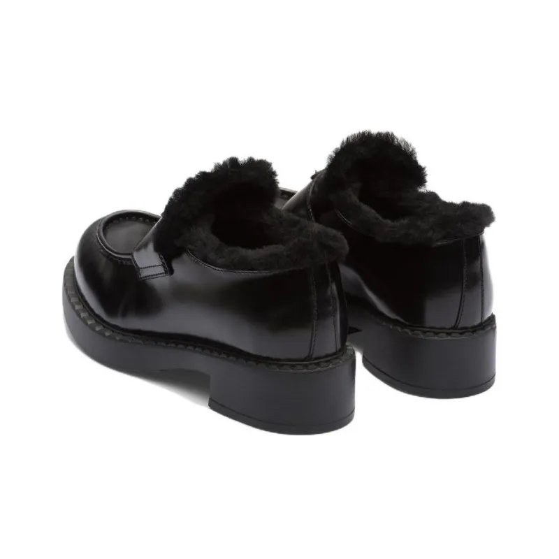 PRADA Brushed Leather Loafers-3