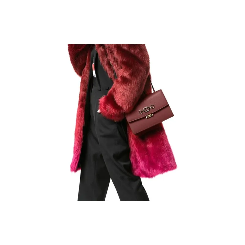 GUCCI Zumi Grained Leather Shoulder Bag Crossbody Bag Small Size Women's Burgundy-5