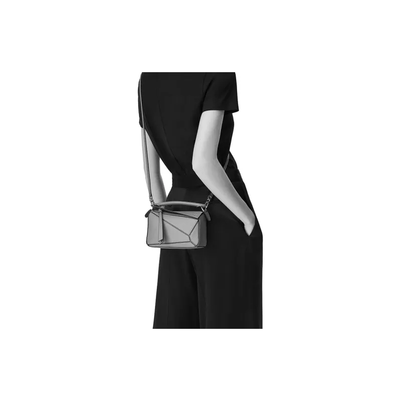 LOEWE Puzzle Goatskin Geometric Bag Puzzle Bag Shoulder Bag Crossbody Bag Handbag Mini Women's Deep Blush Color-5