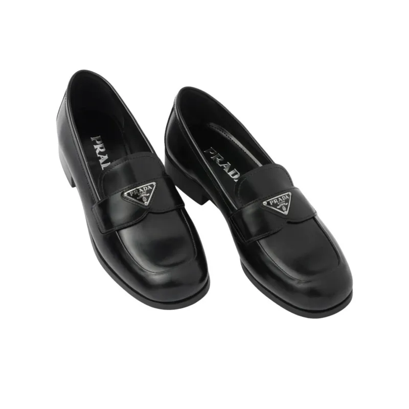 PRADA Bushed Leather Loafers 'Black' Women's-3