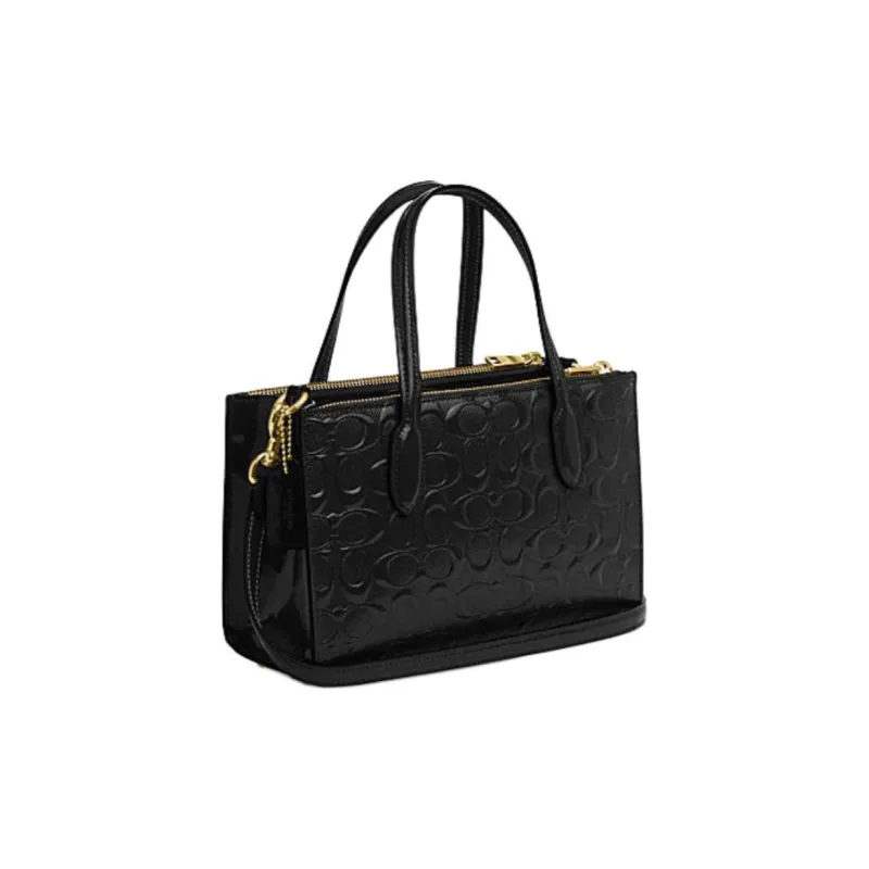 COACH Cow Split Leather Tote Bag Shopping Bag Handbag Small Size Women's Black-1