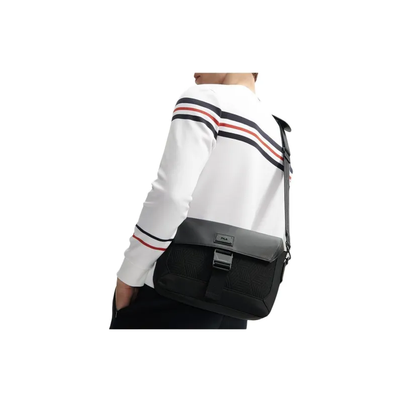 FILA Fabric Shoulder Bag, Crossbody Bag Extra Small Men's Jet Black-4