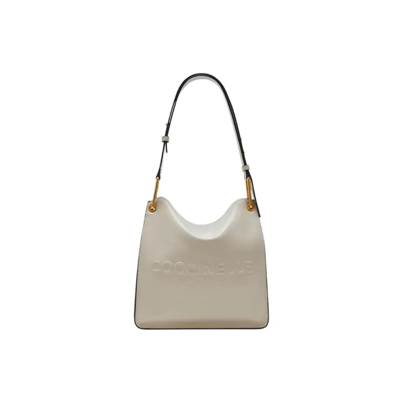 COCCINELLE Cow Leather Pageboy Bag Handbag Shoulder Bag Women's Shell Gray-0