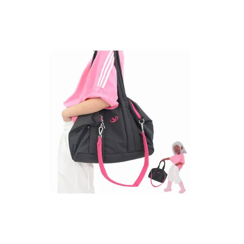 YOOLO Fabric Crossbody One Shoulder Handbags Regular Women's Black Pink-4